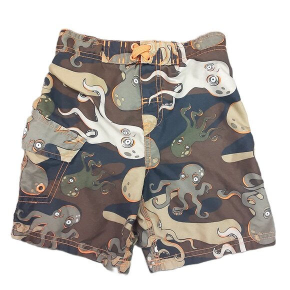 Boys Swim Trunks XS Waist Pocket Octopus Design Summer Beach Elastic Waist - Picture 1 of 5